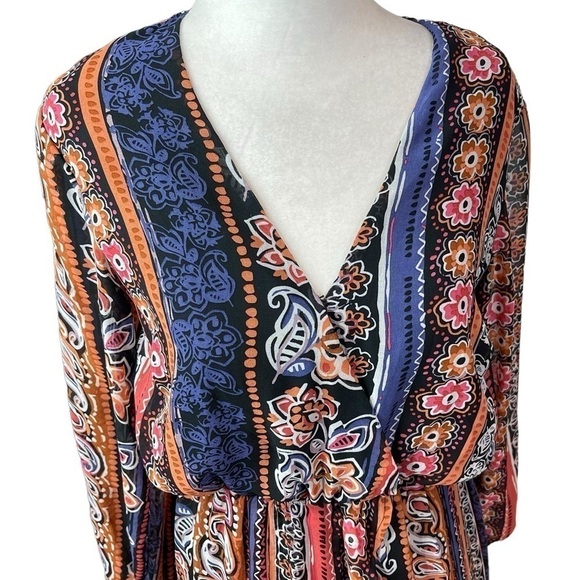 Venus women’s printed striped maxi dress 3/4 sheer sleeves v neckline size 6 - Picture 8 of 17